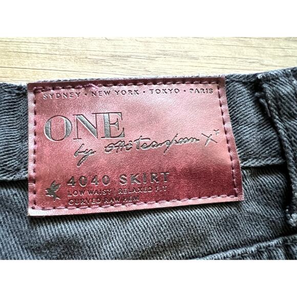 One Teaspoon Fox Black Junkyard Denim Skirt 25 Distressed Sudra Anchor 4040 - Picture 4 of 5